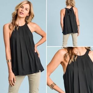 Doe & Rae Black Sleeveless Top w/Back Bow Size S